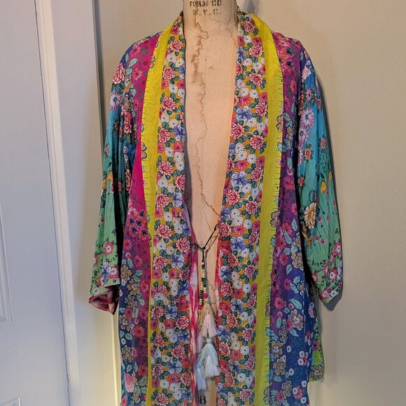 Johnny Was 100% Silk Anastasia Kimono Reversible M - Picture 5 of 16